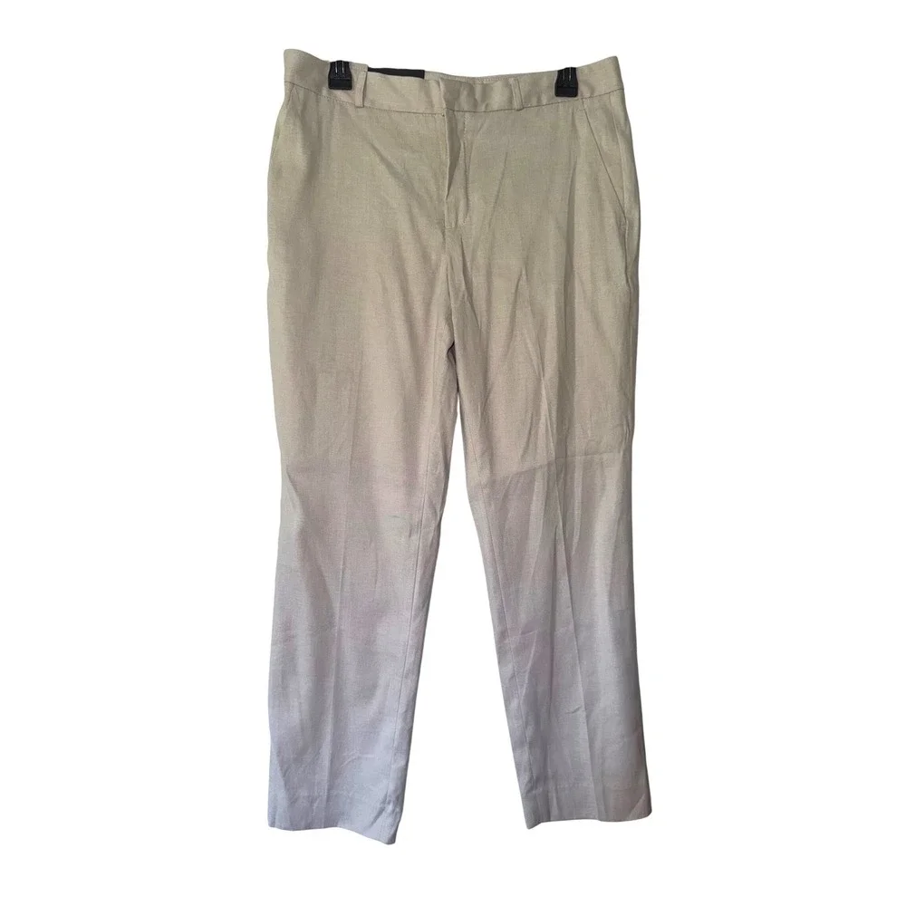 Banana Republic Avery Washable Stretch Linen‎ Ankle Pants Beige Womens 8 NEW